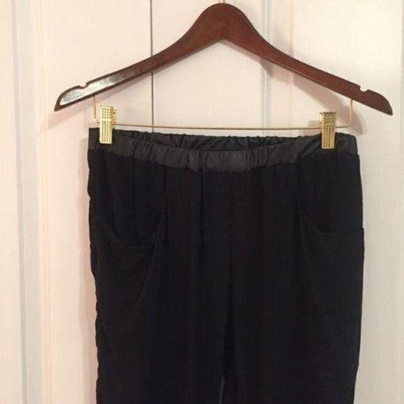 Ruby Black Faux Leather Trim Jogger Pull On Pants New - Picture 3 of 8